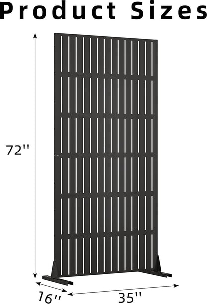 Casaphoria Metal Privacy Screen Outdoor, 72" H x 35" W Freestanding Decorative Privacy Screen for Patio Deck Balcony Garden with Stable Base, Fence Black