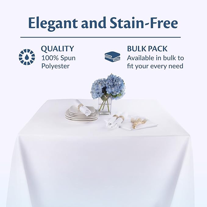 White Restaurant Quality Square 85" X 85" Tablecloths Bulk 24 Pack