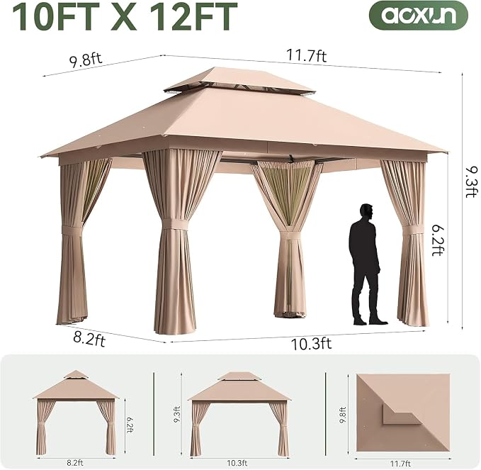 Aoxun 12x10 Gazebo Metal Frame Canopy - Image 5