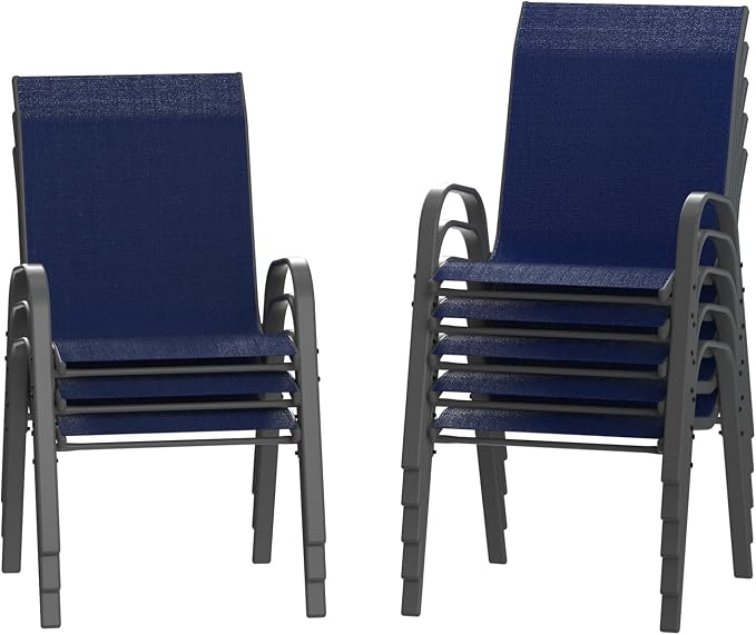 Amopatio Patio Chairs Set of 8, Outdoor Stackable Dining Chairs by Amopatio