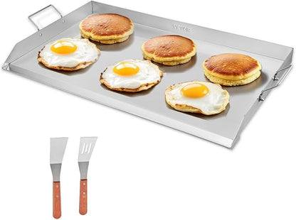 VEVOR Stainless Steel Griddle, 36x22 inch Universal Flat Top Rectangular Plate, Gas Grill Griddle for BBQ Grill, Teppanyaki, Portable Family Cookware with Handle, for Camping Tailgating Party