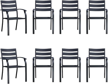 Patio Dining Chairs Set of 8, Metal Patio Furniture Set by Home