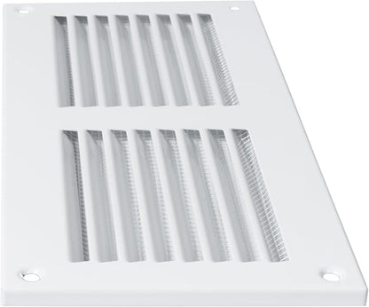 Repa Market 8x4 Inch Air Vent Cover/White Galvanized Steel Louvered Grill Cover with Mesh Screen/Wall or Ceiling Vent/Durable Flush Mount HVAC Register for Indoor and Outdoor Ventilation