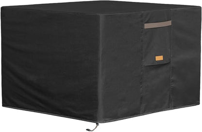 Fire Pit Cover 600D Heavy Duty Waterproof Fabric With PVC Coating Square 28" Wx 28" D x 25" H Black Fits for 26-28 Inch Fire Pit Table Fade Resistant Outdoor Firepit Cover