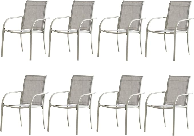 Outdoor Dining Chairs Set of 8, Stackable Patio Chairs by Seekverse