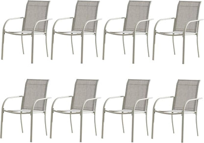 Outdoor Dining Chairs Set of 8, Stackable Patio Chairs by Seekverse