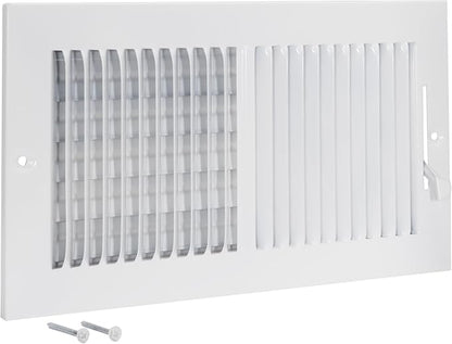 EZ-FLO 12 x 6 Inch (Duct Opening) Air Vent Cover for Wall or Ceiling, Two-Way Ventilation Register, Solid Steel HVAC Register Cover, White, 61612