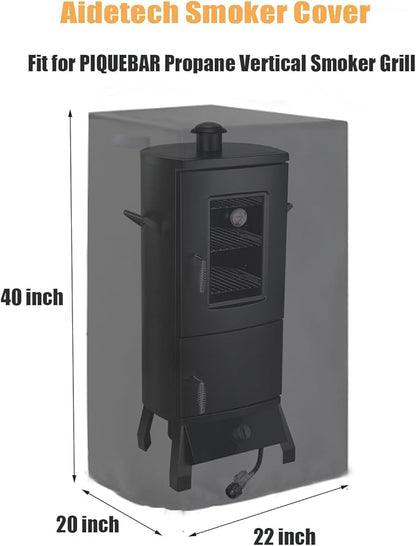 Smoker Cover Fit for PIQUEBAR Propane Smoker, Waterproof Grill BBQ Cover Vertical Smoker Covers-22 D x 20" W x 40" H