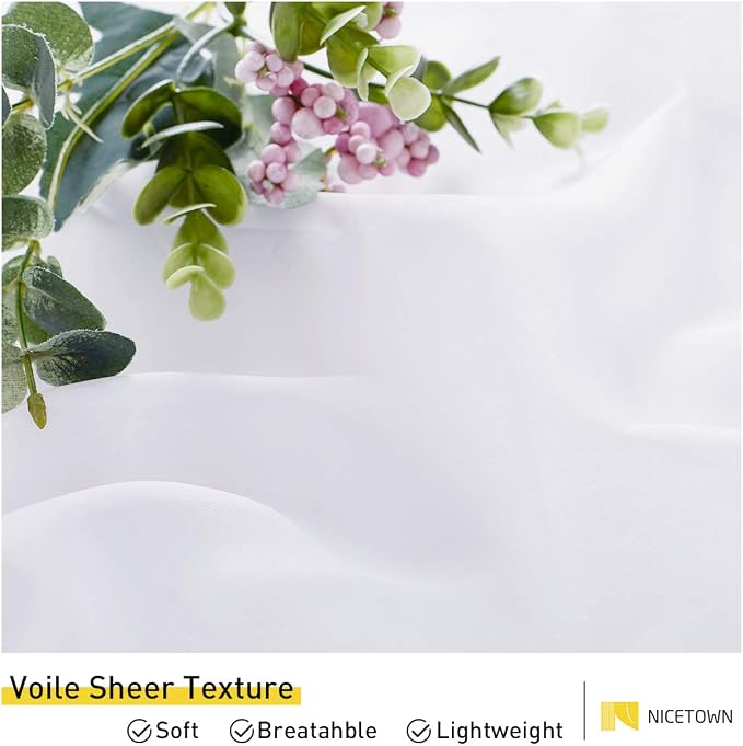 NICETOWN 2 Panels White Sheer Outdoor Curtains - Image 7