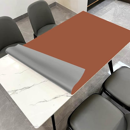 Leather Table Cover,1.8mm Thick,42x66 Inch Table Protector,Table Protector for Dining Room Table,Dining Table Cover,Table Cover Protector,Dining Table Protector(Brown+Gray,42x66)