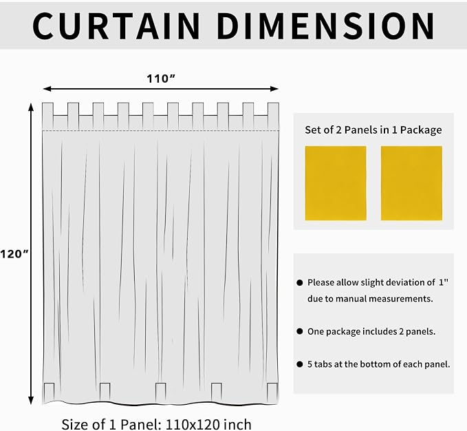 Easy-Going Outdoor Patio Curtains 2 Panels, 110x120 inch, Porch and Pergola - Image 6
