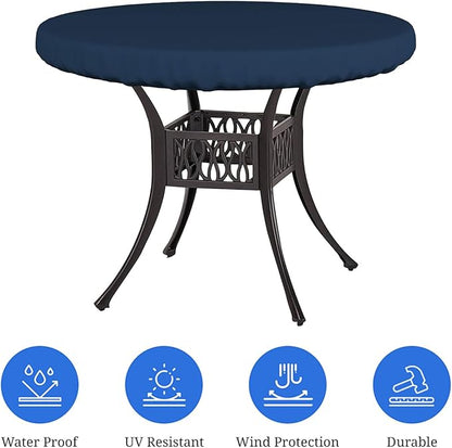 Covers & All Round Table Top Cover, 12 Oz Waterproof UV & Weather Resistant Patio Table Cover, Outdoor Table Cover for Patio Outdoor Furniture & Coffee Table (36" Dia x 4" H Inches, Blue)