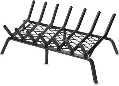 G GOOD GAIN Fireplace Grate 24" with Ember Retainer, Heavy Duty Cast Iron Indoor, Chimney Hearth Wood Stove Burning Rack Holder,1/2” Bar Fire Place Asseccories for Outdoor, Fire Pits, Camping