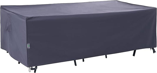 F&J Outdoors Heavy Duty Waterproof Anti-UV Rip-stop Fabric Large Patio Furniture Covers, Grey, 126"x83"x27.5"