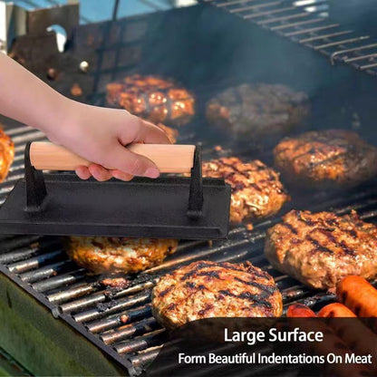 KitchenTools Heavy Duty 8"Cast Iron bacon Grill Press Smash Burgers Press - Image 2