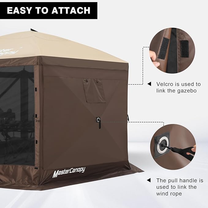 MASTERCANOPY Wind Screen Side Panel with Window for 12x12 Escape Screen Shelter Canopy Tent - Weatherproof, UV Resistant Sun Shade Attachment Accessory (Beige, 1 Pack)