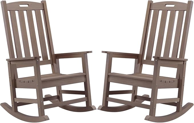 Outdoor Rocking Chairs Set of 2, Oversized Porch Rocker | Weather Resistant by PsilvamGardenFurniture
