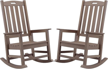 Outdoor Rocking Chairs Set of 2, Oversized Porch Rocker | Weather Resistant by PsilvamGardenFurniture