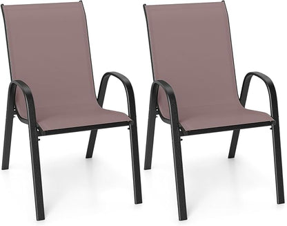 Tangkula Patio Dining Chairs Set of 2, Outdoor Stackable All Weather Heavy Duty by TANGKULA