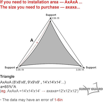 SUNNY GUARD Custom Size 13'x13'x13' Butter Cream Sun Shade Sail Triangle UV - Image 2