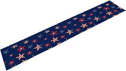 4th of July Patriotic Table Runner, Memorial Day Independence Day Freedom Stars Table Runner for Indoor Kitchen Dining Outdoor Holiday Party 13x36in