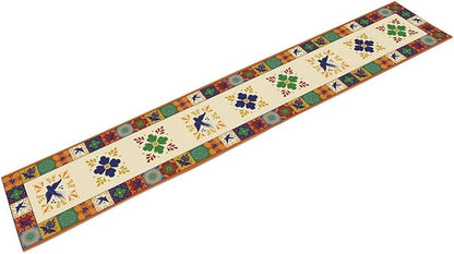 Mexican Table Runner, Orange Floral Birds Mexico Talavera Ceramic Dia De Los Muertos Coffee Table Center Decor for Family Home Kitchen and Dining Farmhouse Indoor Outdoor Table Decorations, 13" X 72"