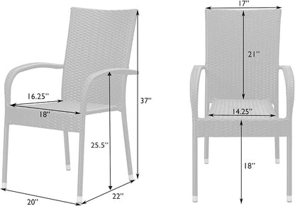 Patio Sense 62664 Morgan Outdoor Wicker Stacking Chairs, Powder-Coated Steel - Image 3