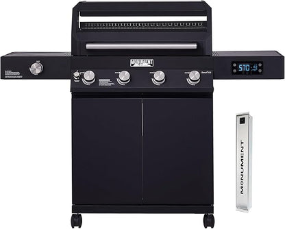Monument Grills 4-Burner Liquid Propane Gas Smart bbq Grill Denali 425 with Stainless Steel Smoke Box(2 Items)