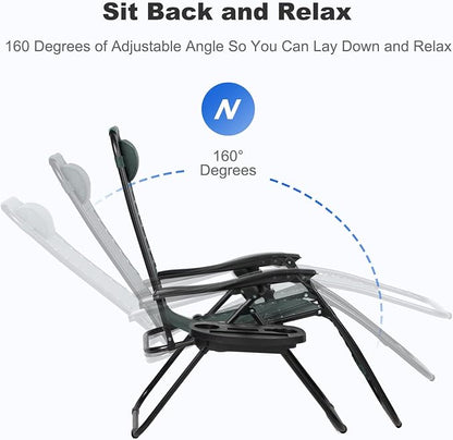 Nazhura Set of 2 Relaxing Recliners Patio Chairs Adjustable Steel Mesh Zero - Image 4