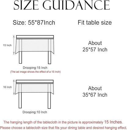 Designer Vintage Rectangular Tablecloth,Linen French Tablecloth with White Floral Pattern,Decorative Table Cover for Kitchen,Dining,Thanksgiving,Tea Party,55" × 87"-Hidaka