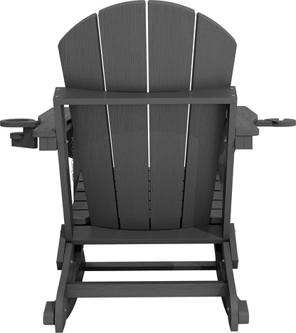Adirondack Rocking Chair with Ottoman and Cup Holders | HDPE Porch Rocker - Image 9