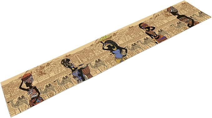 African Black Woman Table Runners, American Art Ethnic Tribe Elephant Table Runners for Wedding Party Banquet Dinner Kitchen Coffee 13x70in