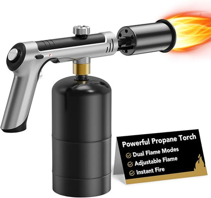 Powerful Propane Torch Gun, Sous Vide, Adjustable Kitchen Cooking Torch with One-Touch Max Fire, Culinary Torch for Searing Steak, BBQ and Campfire Starter(Tank Not Included)