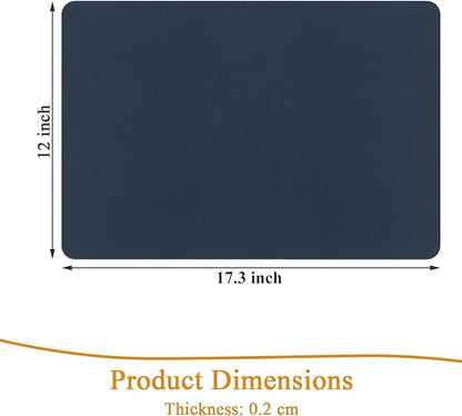 SHACOS Placemats Set of 6 Faux Leather Waterproof Leakproof Wipeable PU Non-Slip Vinyl Place Mats Heat Resistant Table Mats for Kitchen Dining Table Indoor Outdoor, Navy Blue