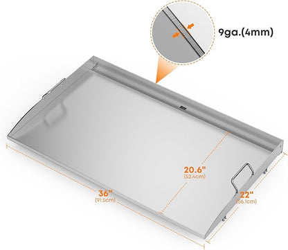 Stanbroil 36 Inch Flat Top Griddle, Stainless Steel Griddle Replacement Top for Blackstone 36" 4 Burner Gas Grill Cooking Station, Griddle Top Replacement with Rear Grease System