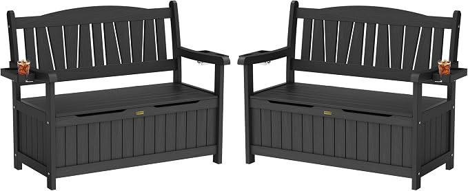 YEFU Outdoor Bench Set of 2, Heavy Duty Garden Storage Bench, Weatherproof by YEFU