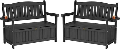YEFU Outdoor Bench Set of 2, Heavy Duty Garden Storage Bench, Weatherproof by YEFU