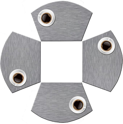 PIGCHCY Wedge Shaped Placemats for Dining Table Cross-Weave Washable Vinyl Placemat Heat Resistant Round Table Mats Set of 4 (Silver Grey)