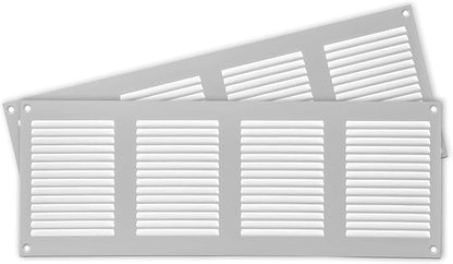 Repa Market 2-Pack Air Vent Cover 16x6 Inch (Outer Dimensions) White Galvanized Steel Louvered Grill Cover with Mesh Screen/Wall or Ceiling Vent/HVAC Register for Indoor and Outdoor Ventilation