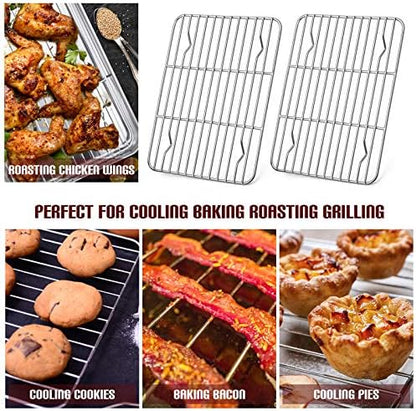 E-far Baking Cooling Rack Set of 2, Stainless Steel Metal Roasting Cooking Racks - Image 7