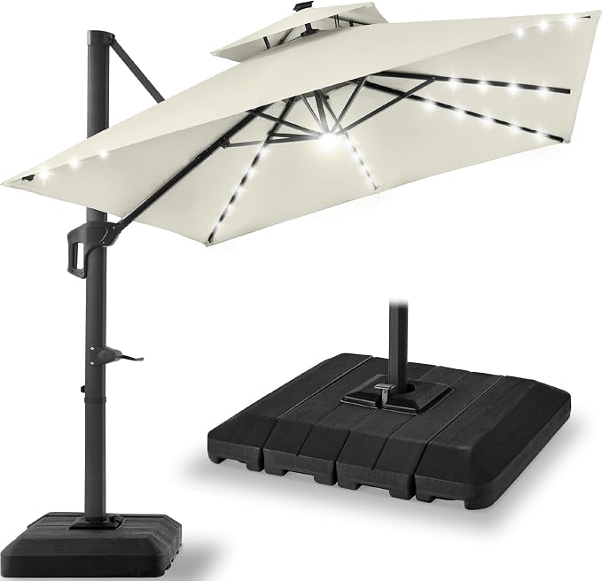 Best Choice Products 9x12ft LED Cantilever Patio Umbrella w/Base Included & by Unknown