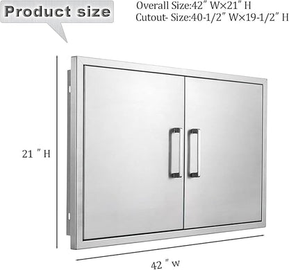 Outdoor Kitchen Door, Outdoor Kitchen Access Door, Stainless Steel BBQ Double Door, Available for Outdoor Kitchen Island or Outdoor Kitchen., 42''Wx21''H