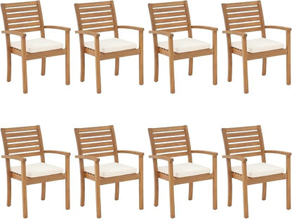 Stackable Patio Dining Chairs Set of 8, Acacia Wood, Stackable Design by OCOrange-Casual