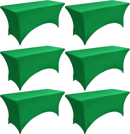 6-Pack 6ft Spandex Table Covers for Rectangle Standard Folding Tables - Wrinkle Resistant Stretch Tablecloths - Ultimate Fitted Table Protector for Parties, Trade Shows, Wedding