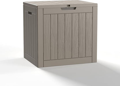 32 Gallon Outdoor Storage Box - Deck Box Container for Patio, Pool, and Garden-Waterproof and UV Resistant Resin,Lockable (Grey)