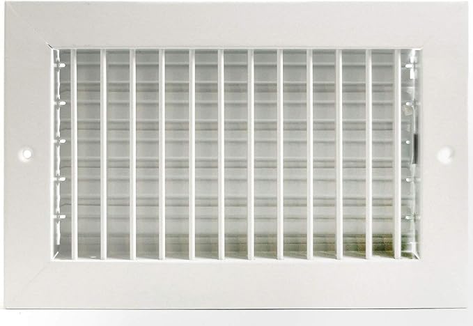 6" X 4" Adjustable AIR Supply Diffuser - HVAC Vent Cover Sidewall or Ceiling - Grille Register - High Airflow - White [Outer Dimensions: 7.75"w X 5.75"h]