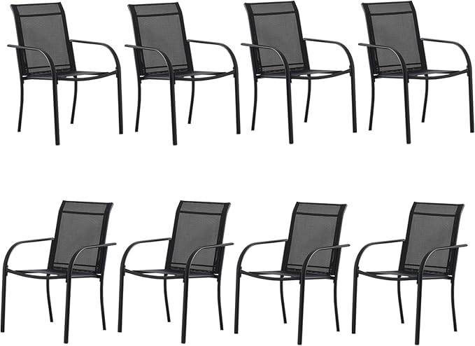 Outdoor Dining Chairs Set of 8, Stackable Patio Chair by Seekverse