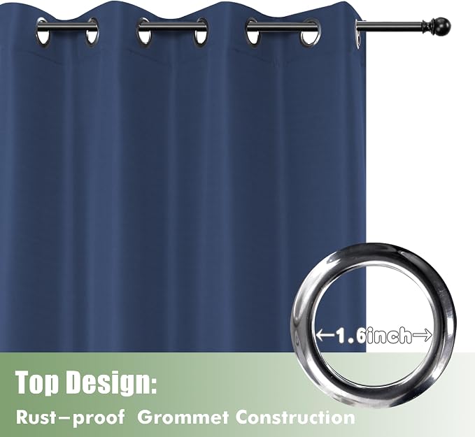 HolidayIdeas Outdoor Curtains for Patio Waterproof 6 Pcs 54x84 Inch Navy | - Image 4
