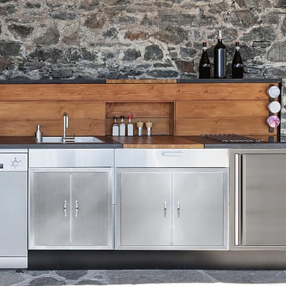 30.5"x21" Brushed Stainless Steel BBQ Access Door, Double Door with Magnetic Catch for Outdoor Kitchen & Grill Island Cabinet