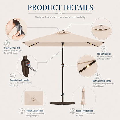 6.5 x 10ft Rectangular Patio Umbrella - Image 7